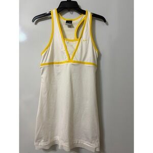 Nike Sphere Dry Tennis Dress White Yellow Racerback V-Neck Small F5FET 241990